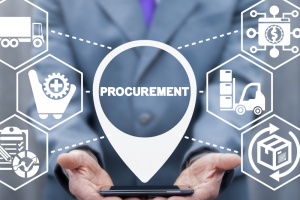 Bubble reading 'procurement' rises out of a device